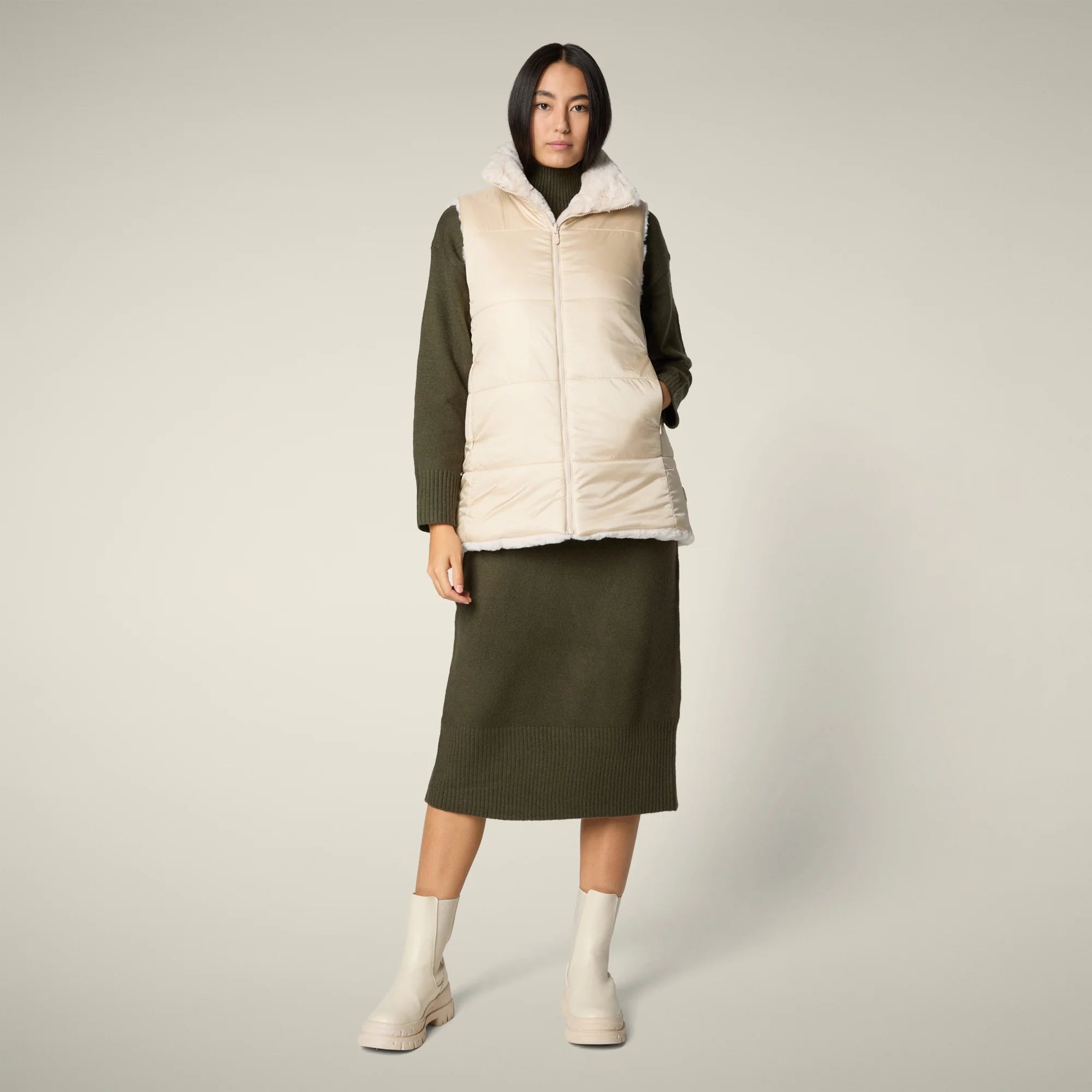 Nives Reversible Faux Fur Vest W