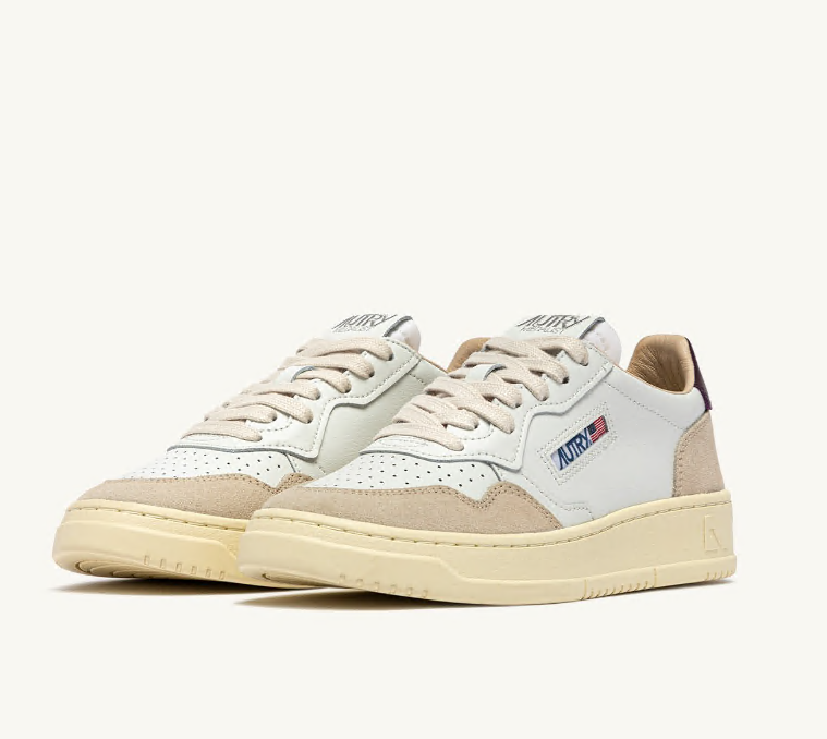 Medalist Low White Leather and Fig Suede Wmn
