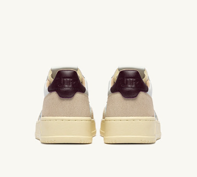 Medalist Low White Leather and Fig Suede Wmn