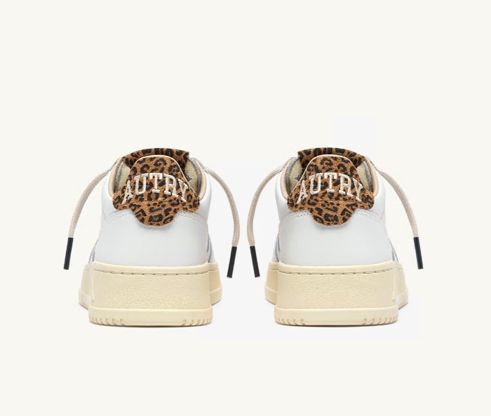 Medalist Low White Leather and Leopard Suede Wmn