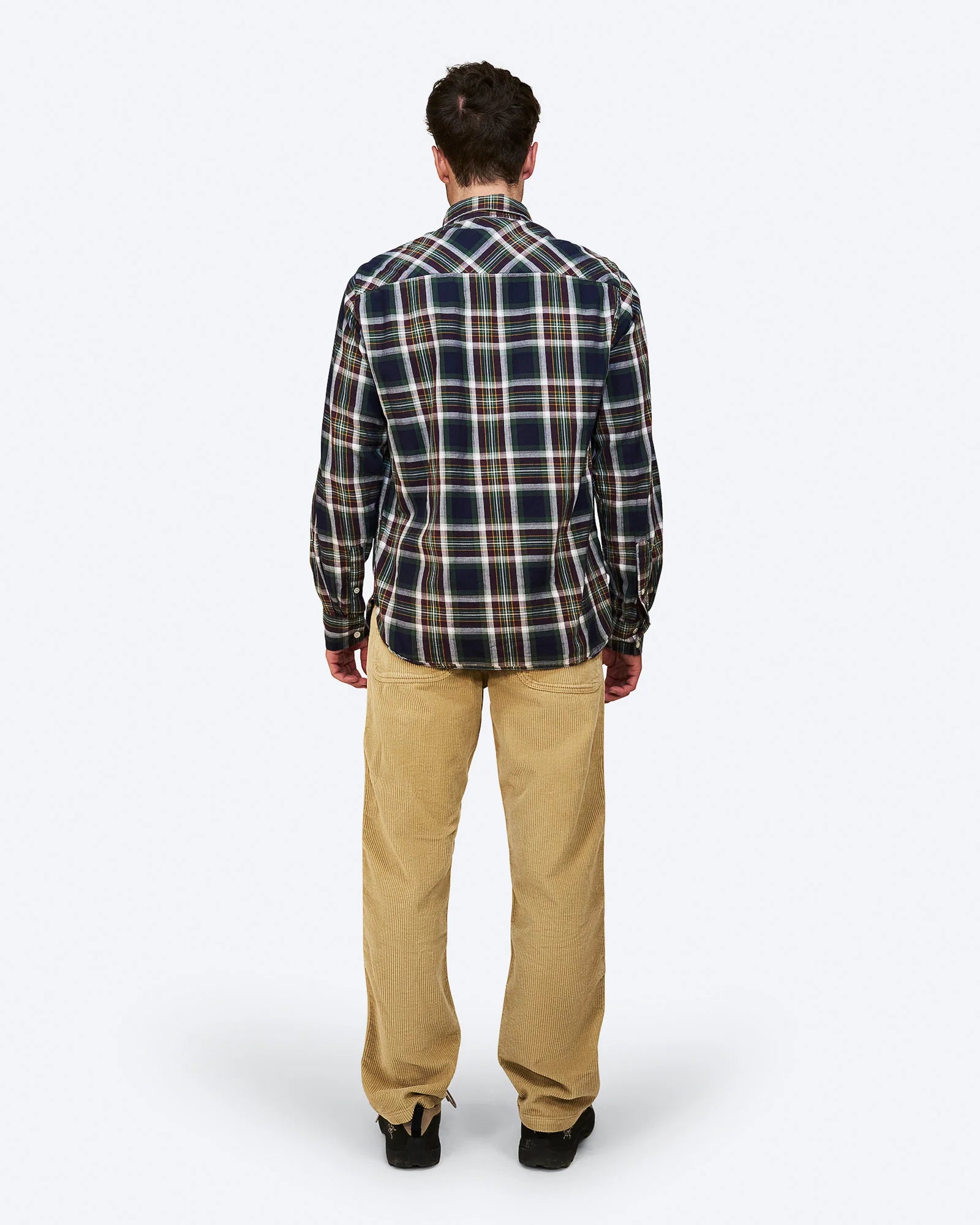 Button Down Light Flannel Check Shirt Man
