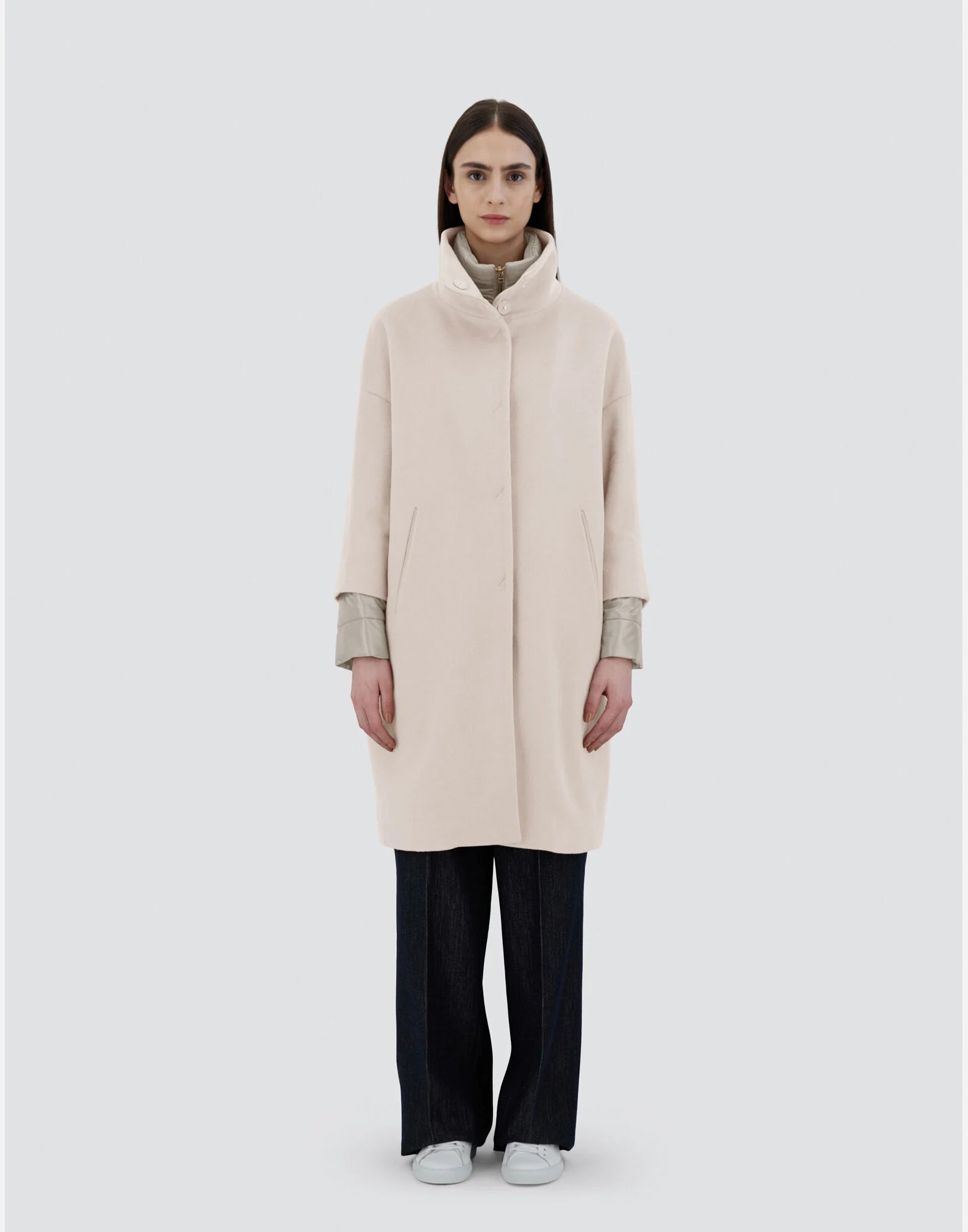 Coat In Cashmere And Nylon W