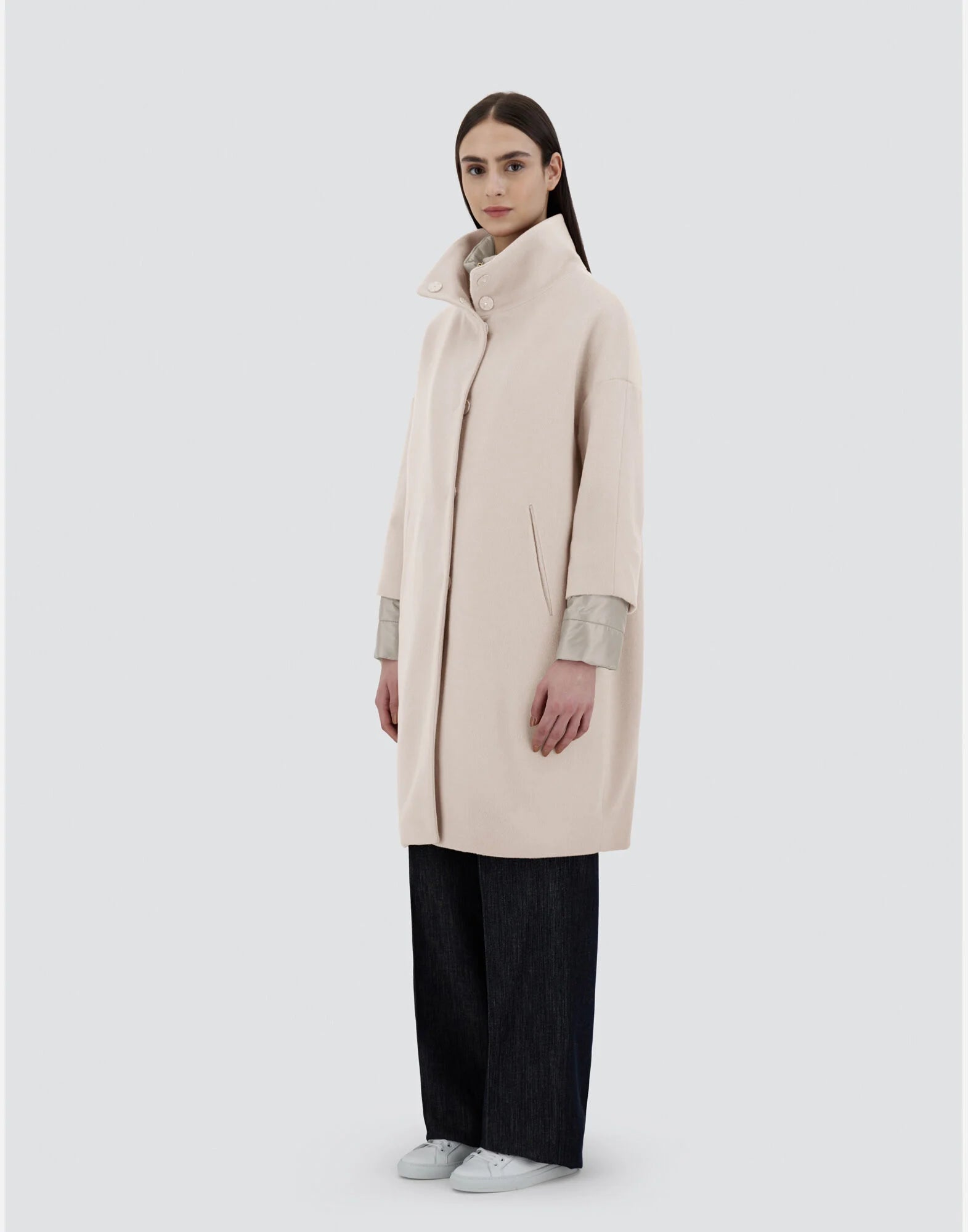 Coat In Cashmere And Nylon W