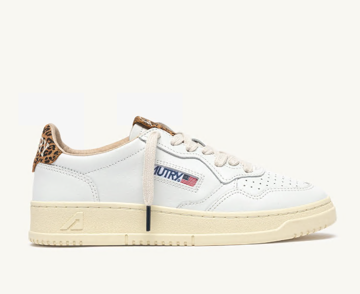Medalist Low White Leather and Leopard Suede Wmn