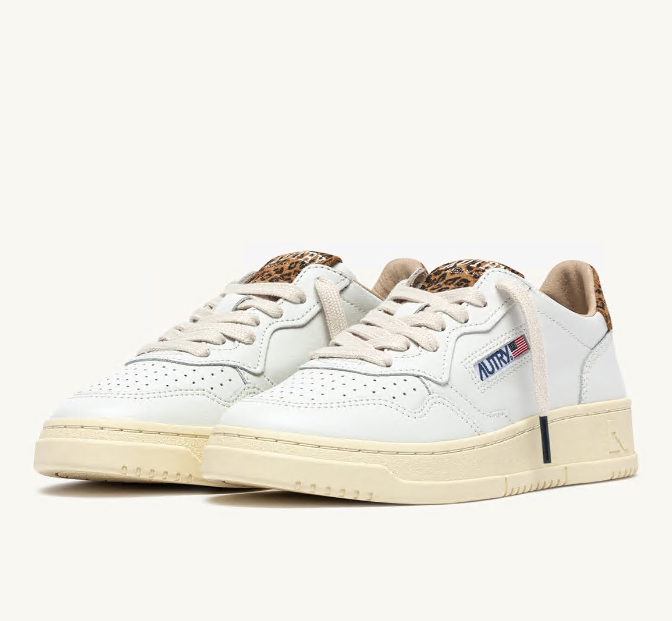 Medalist Low White Leather and Leopard Suede Wmn